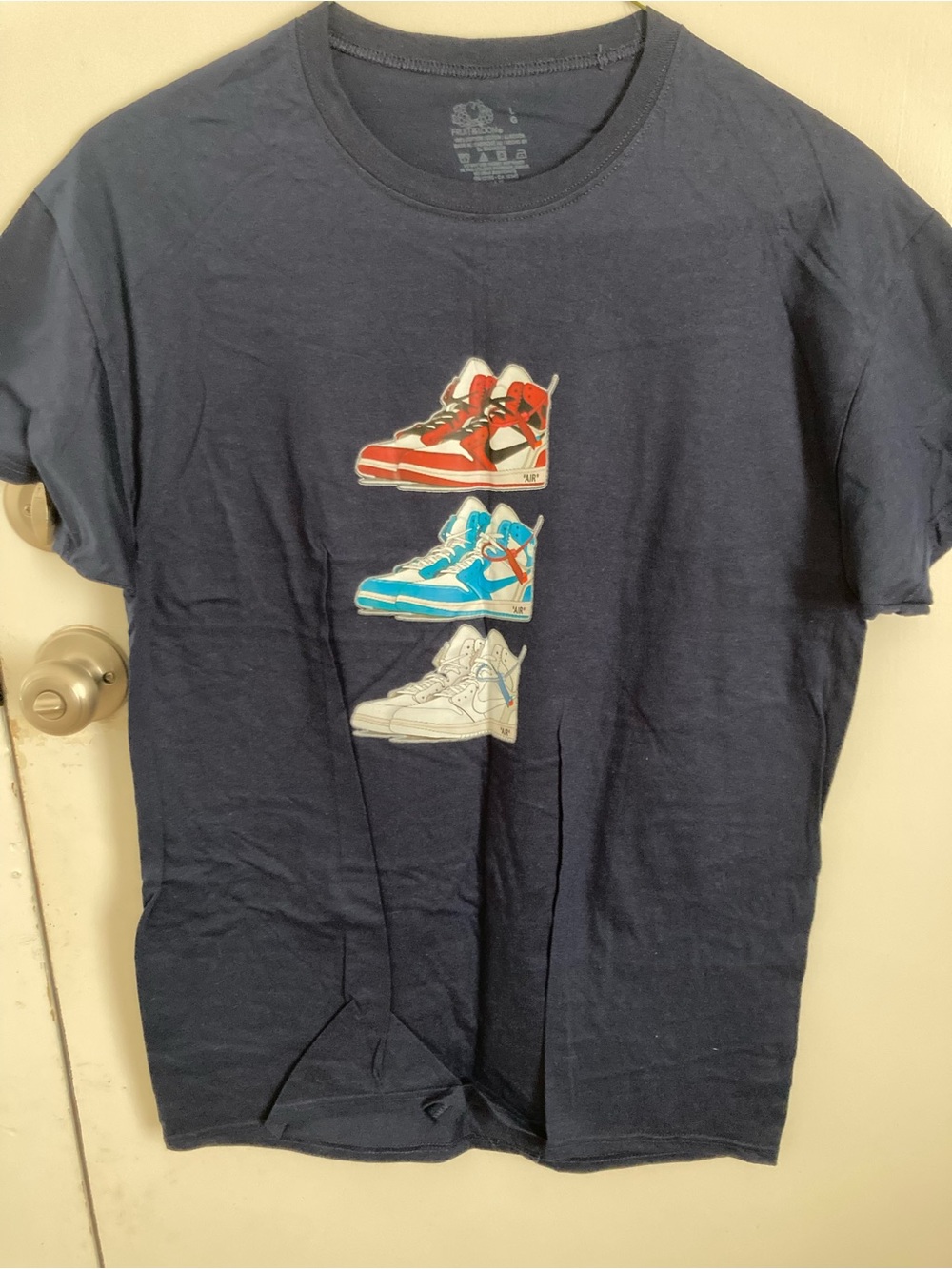 Men's Navy Short Sleeve Tee with Sneaker Graphic